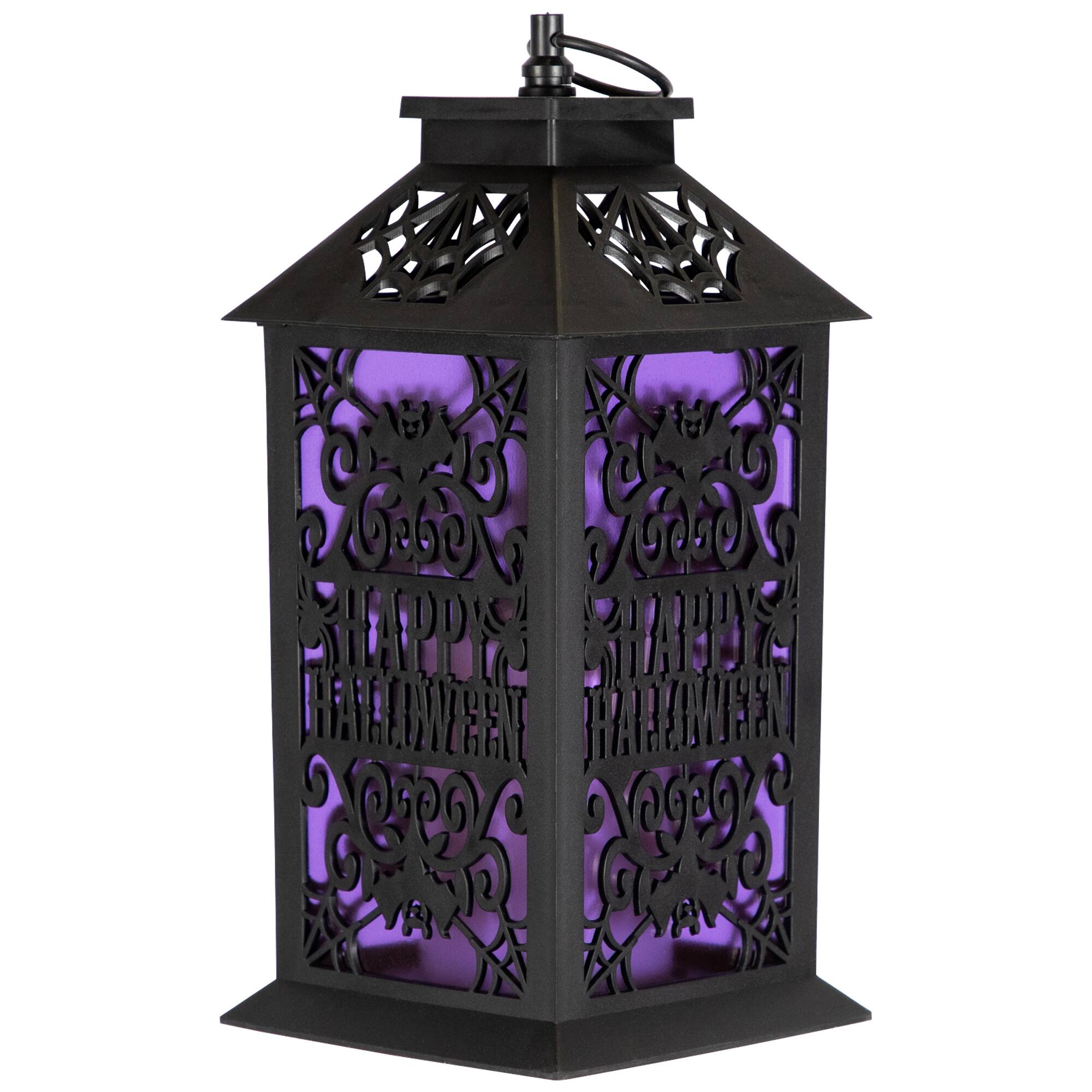 11" Black Bats Happy Halloween LED Candle Lantern